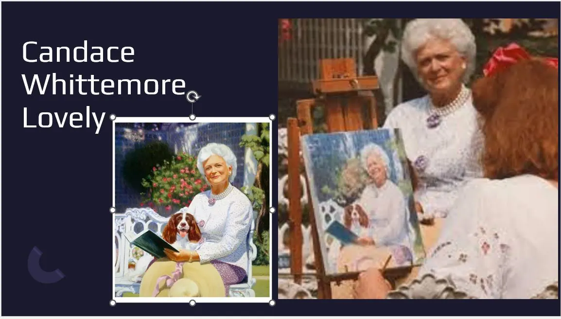 Candace Lovely painting Barbara Bush