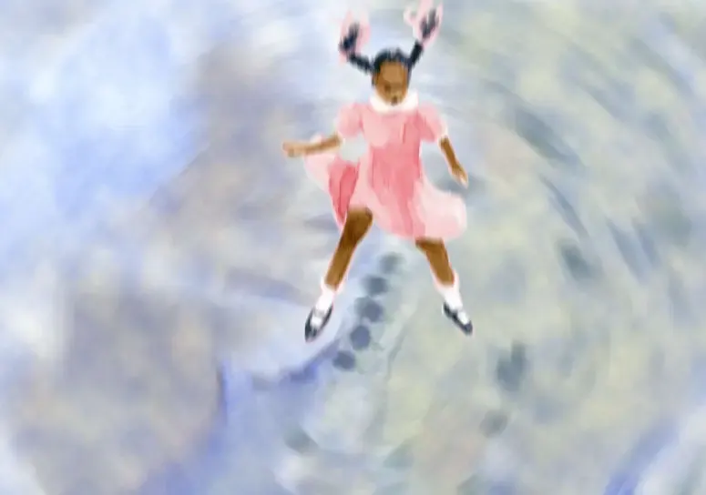 Child leaping joyfully in the sky